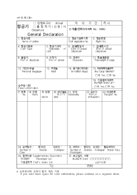 항공기 입항보고서·출항허가(신청)서, 선박 입항보고서·출항허가(신청서) 항공기 입항보고서·출항허가(신청)서, 선박 입항보고서·출항허가(신청서)